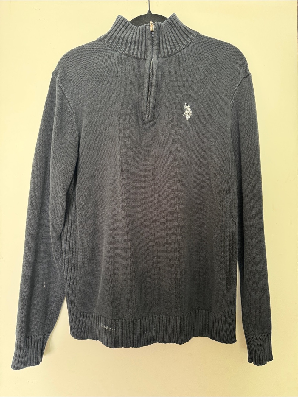 Polo by Ralph Lauren Navy Half-Zip Ribbed Mock Neck Sweater